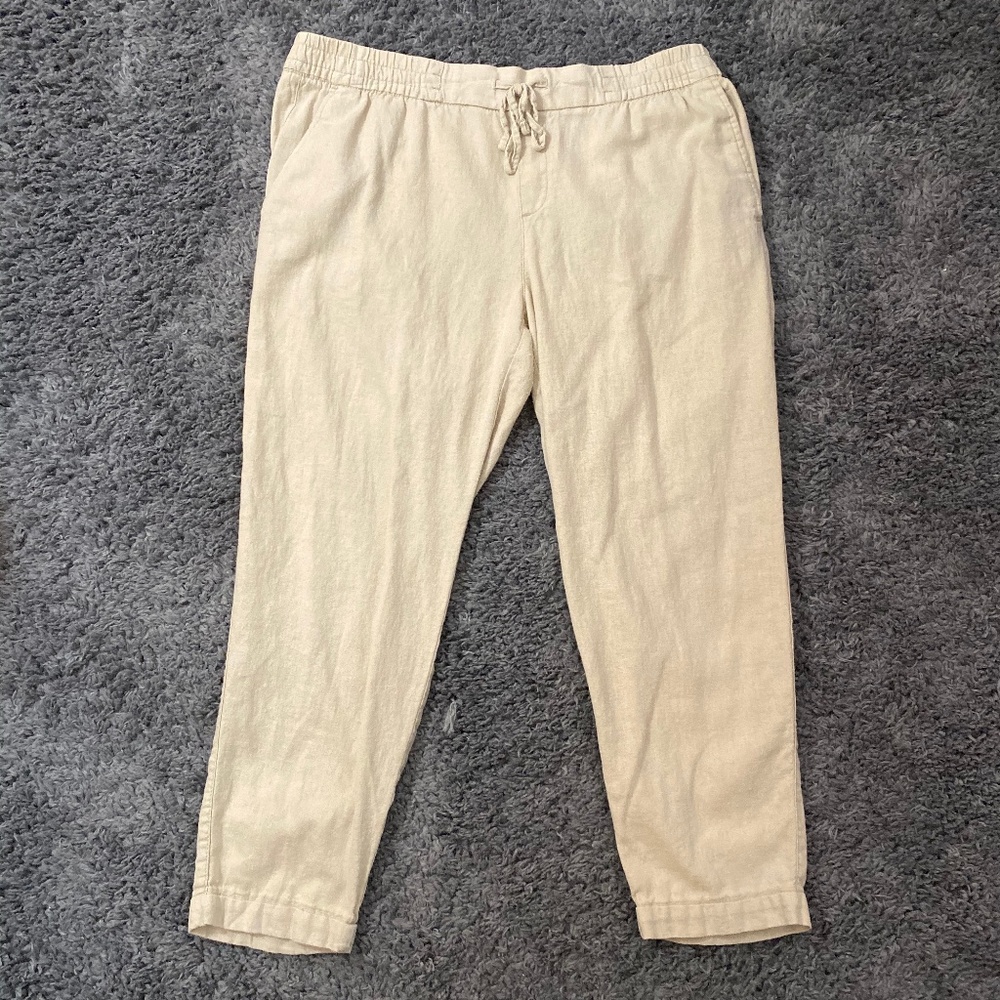 Tan Old Navy Linen Jogger Pants Relaxed Fit